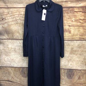 Zenane Size 38 Navy Peter Pan Collar Maxi Dress